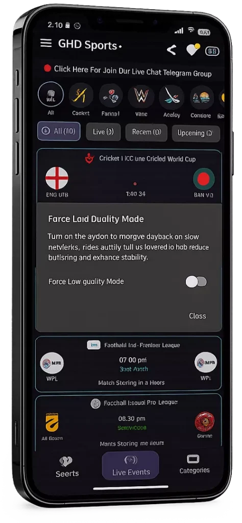 GHD APP Settings Menu